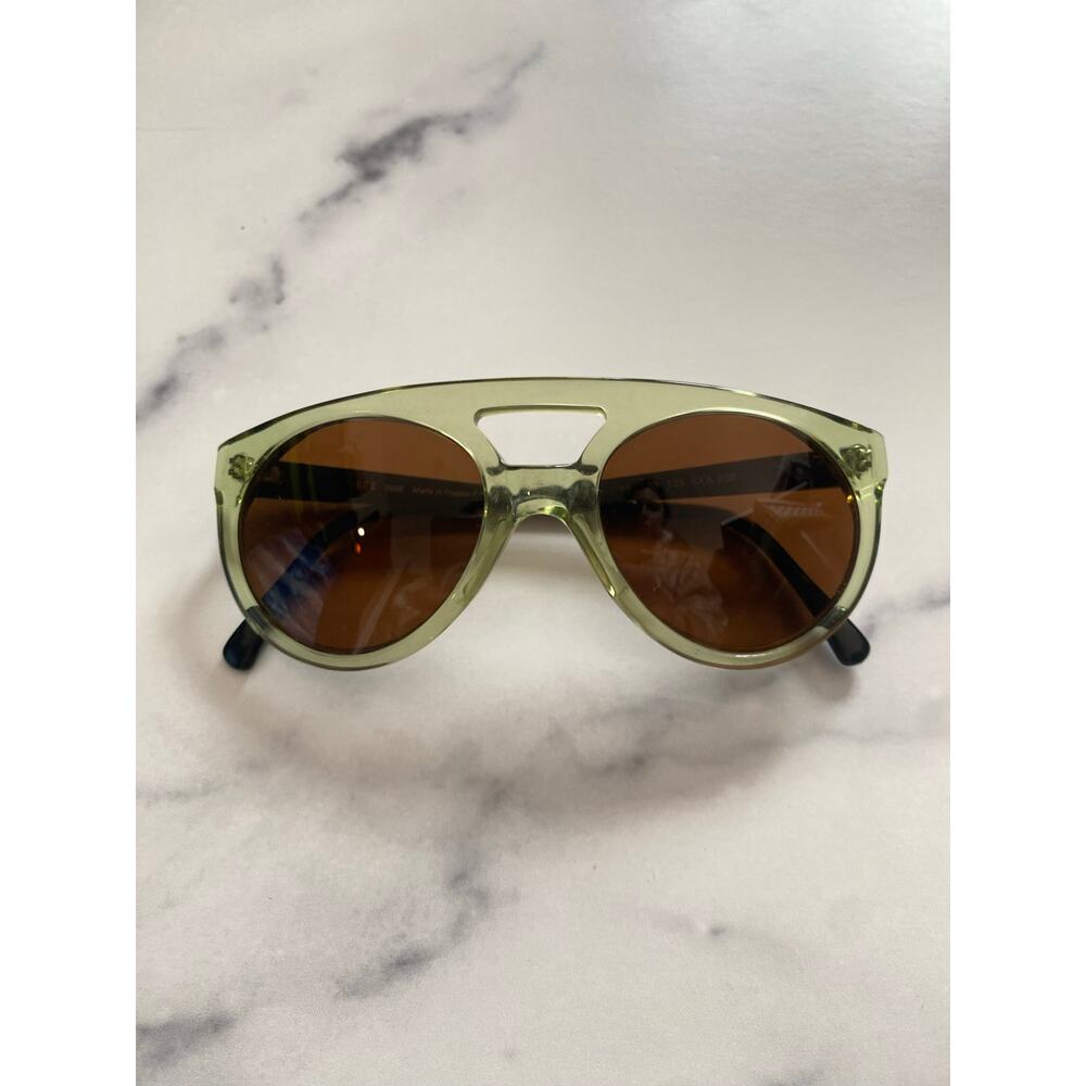 SEE Eyewear Green Acetate Aviator Sunglasses - Prescription